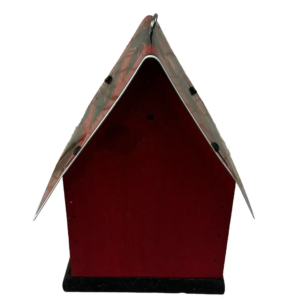 TEXAS TECH UNIVERSITY Birdhouse Handmade Red Raiders Wooden Decoration Tin Roof
